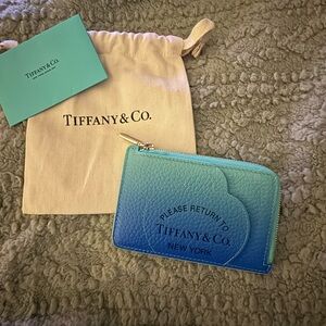 Tiffany & Co. Turquoise Ombré Leather Card Holder Wallet